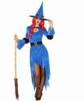 Blauwe heksenjurk met hoed voor dames
