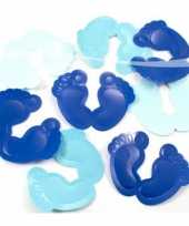 Blauwe voetjes tafelconfetti xl voor geboorte