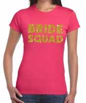 Bride squad goud fun t-shirt roze voor dames