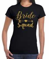 Bride squad gouden letters fun t-shirt zwart voor dames