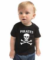 Carnaval piraten t-shirt kostuum zwart voor baby jongen meisje