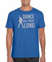 Dance all night long 70s 80s t-shirt blauw voor heren