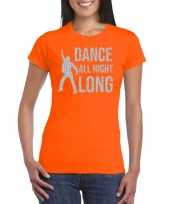Dance all night long 70s 80s t-shirt oranje voor dames