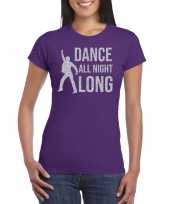 Dance all night long 70s 80s t-shirt paars voor dames