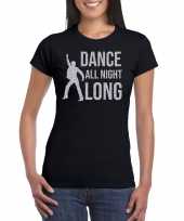 Dance all night long 70s 80s t-shirt zwart voor dames