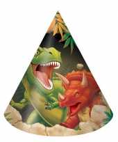 Dinosaurus thema feesthoedjes 16 stuks