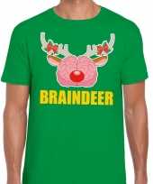 Foute kerstmis t-shirt braindeer groen voor heren