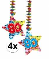 Hangdecoraties 80 jaar 4 stuks
