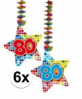 Hangdecoraties 80 jaar 6 stuks