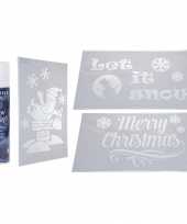 Huis kerstversiering raamsjablonen met spuitsneeuw set 10245460