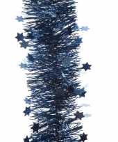 Kerst lametta guirlande donkerblauw sterren glinsterend 270 cm kerstboom versiering decoratie