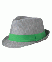 Oktoberfest tiroler trilby hoedje grijs met groene hoedenband