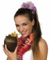 Set van 20x stuks hawaii beker kokosnoot met rietje 400 ml