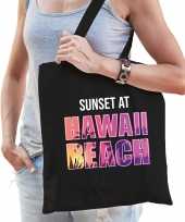 Sunset at hawaii beach tasje zwart voor dames