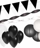 Zwart en wit feestartikelen decoratie pakket xxl