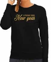 Zwarte oud en nieuw nieuwjaarsfeest sweater fuckin good new year goud glitter dames